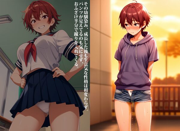 生意気ボーイッシュな爆乳幼馴染が、お漏らしマゾになるまで過去改変した件 画像1
