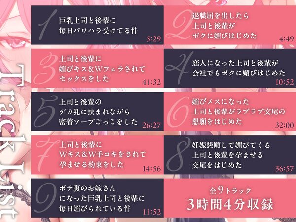 【6周年記念作品/本編3時間/7大特典】あなたを大好きなドスケベ爆乳上司と後輩に媚び媚び求愛される甘々孕ませハーレム【バイノーラル】 画像4