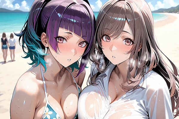 田○摩○々＆月○恋○inビーチ 画像1