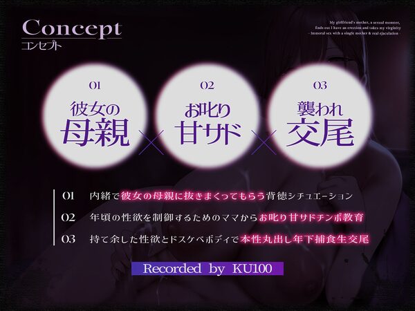 【カノ母逆NTR/期間限定25%OFF】性欲モンスターな彼女の母親に勃起バレして童貞を喰われる〜シンママとズルズル背徳交尾&本気射精〜【KU100】 画像3