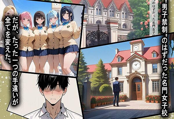 間違って女子校に入学したらムチムチ女子校生に毎日中出しを要求される学園生活〜爆乳ポニテと黒髪ロング編〜 画像1
