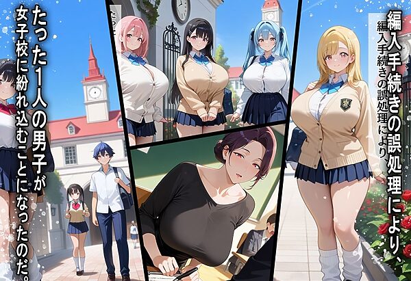 間違って女子校に入学したらムチムチ女子校生に毎日中出しを要求される学園生活〜爆乳ポニテと黒髪ロング編〜 画像2