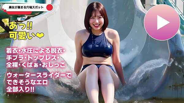 【動画】ポロリも中出しもあるよ！エロすぎ爆乳ウォータースライダー！！ 画像2