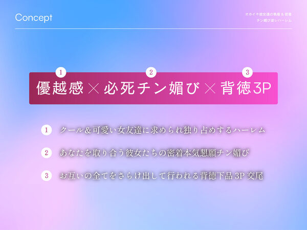 【逆NTR三角関係/ドスケベ差分イラスト】彼女と彼女の執着&密着チン媚び逆レハーレム〜ドスケベ女友達×2のチンポ取り合い子作り3P〜 画像3