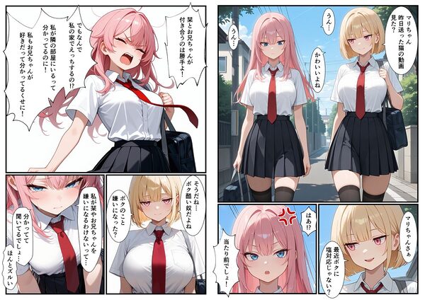 妹×妹の親友×俺  甘々3P 画像1