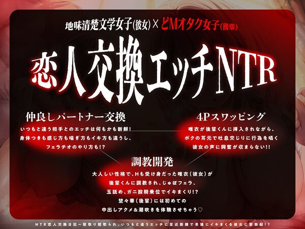 【JKスワップ】NTR恋人交換日記〜寝取り寝取られ、いつもと違うエッチに至近距離で卑猥にイキまくる彼女に鬱勃起！？ 画像1