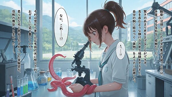 異形の生物に触手で拘束されたまま全身の性感帯を同時に嬲られて何回イってもやめてもらえない女の子 画像3
