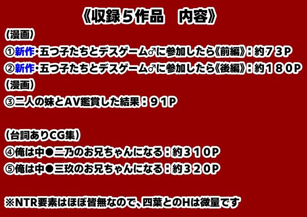 中野家  総集編＆新作:五つ子たちとデスゲーム♂に参加したら《前編＆後編》 画像6