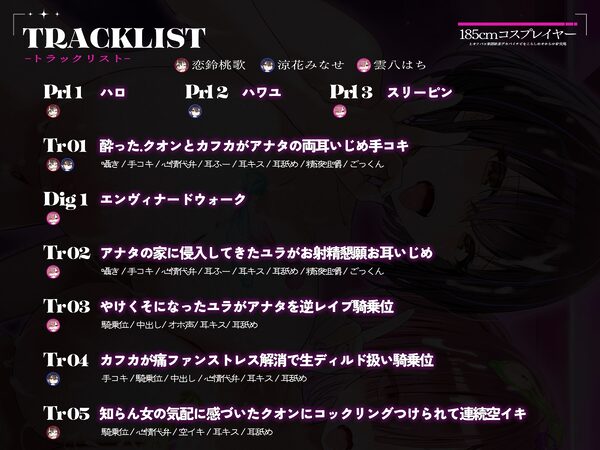 【2周年記念110円/約3時間半キス音特化フォーリー】185cmコスプレイヤーとオフパコpart3〜承認欲求デカパイチビをこらしめオホらせ4P交尾〜 画像7