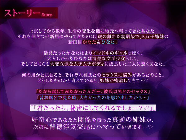 【浮気チン堕ち/ドスケベ差分イラスト付き】むちエロ年下双子姉妹が浮気交尾にハマって堕ちる〜陽キャ&陰キャ幼馴染と本性わからせド下品生ハメ〜【KU100】 画像4