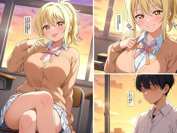 【宮〇愛】金髪ボインギャルのクラスメイトに バカにされながら搾り取られて エッチするお話 画像2