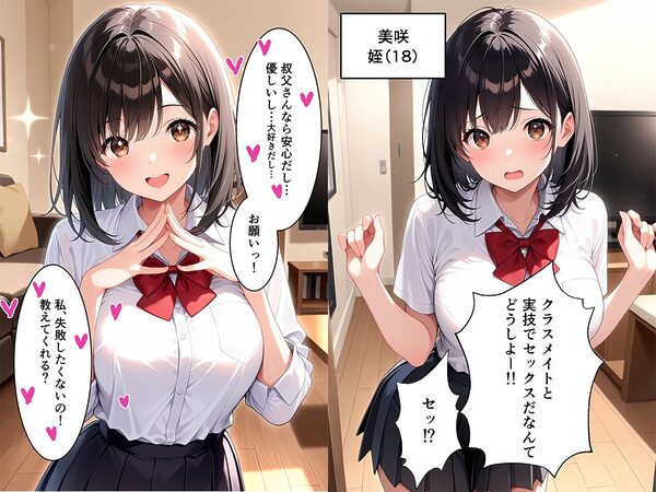 【セリフ付き】学校でセックス実習前の姪に種付け中出し 画像1