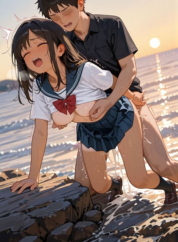 浜辺と褐色娘 画像7