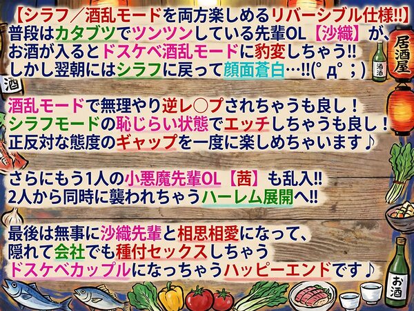 泥●暴走ワンナイトラブ♪翌朝顔面蒼白…！！（゜Д゜；） 普段カタブツなインテリメガネ先輩OLが酒乱ドスケベ豹変♪【酒乱⇔シラフのリバーシブル耳舐め満載！！】 画像1