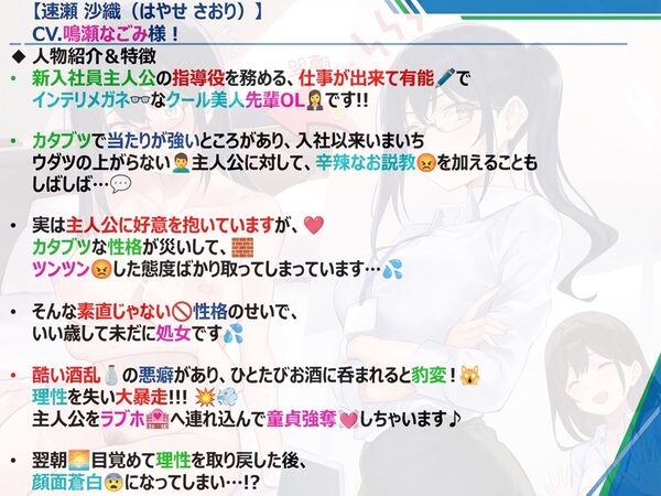 泥●暴走ワンナイトラブ♪翌朝顔面蒼白…！！（゜Д゜；） 普段カタブツなインテリメガネ先輩OLが酒乱ドスケベ豹変♪【酒乱⇔シラフのリバーシブル耳舐め満載！！】 画像3