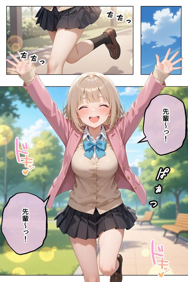 笑顔が可愛い巨乳の後輩彼女と、めちゃくちゃS◯Xする 画像1