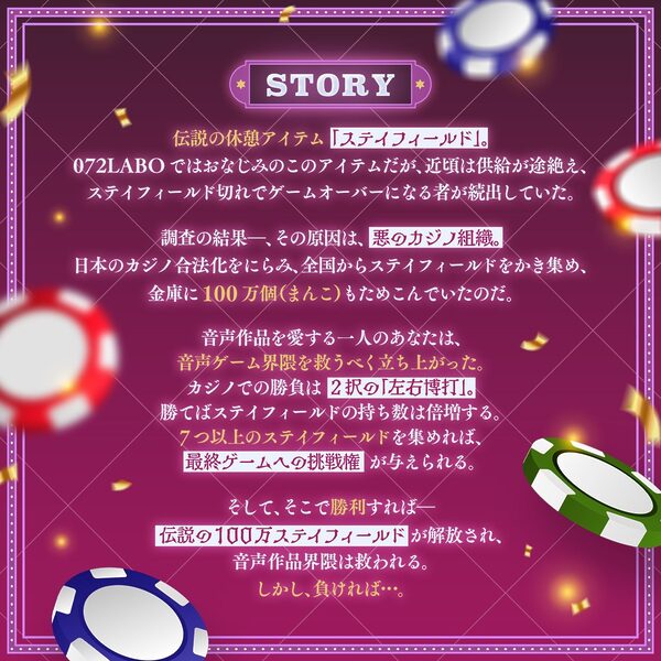 【ランダム】左右博打で運試しオナニー倍々ゲーム「7ステイフィールド」〜ランダム再生による左右選択式ギャンブルでアイテムを増やす射精我慢ゲーム〜 画像1