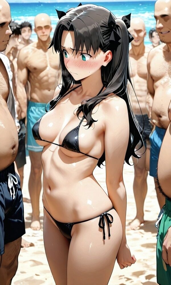 遠○凛 海でエロ水着を着させられて逆ナンSEXをさせられる話 画像1