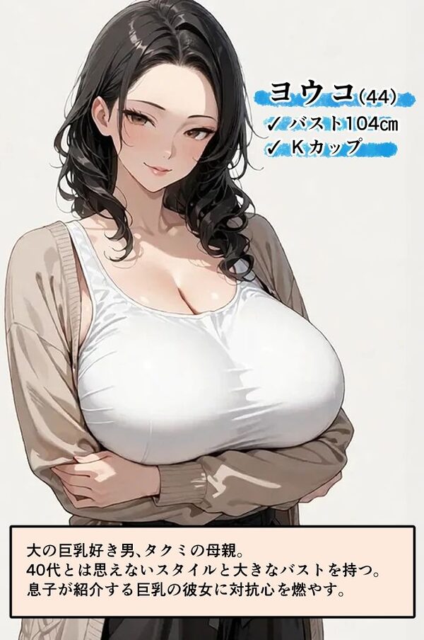 巨乳彼女を家に連れてきたら巨乳母と乳合わせ勝負になった話 画像1
